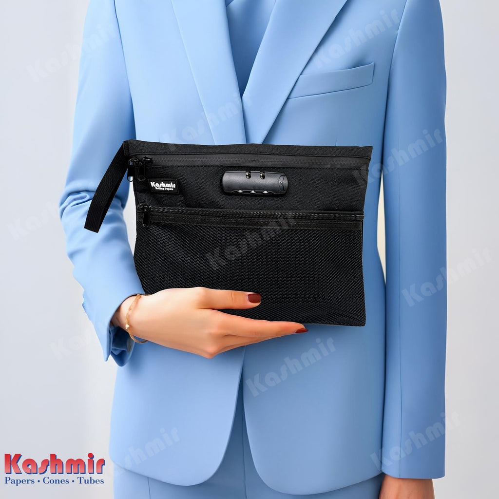 Kashmir Travel Bag Pouch 12X10 Large Money Bag Combination Lock Water Resistant